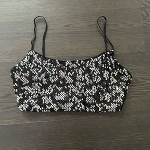 Black sequin crop top from Garage.